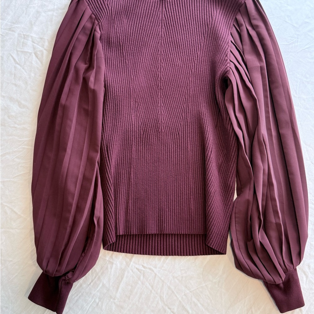 White House Black Market Deep Plum Ribbed Knit Sweater